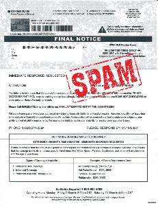 Example US Home Guard spam letter sent to members